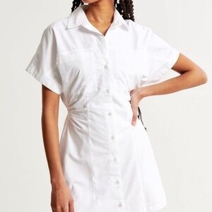 Abercrombie and Fitch White Casual Button Down Shirt Dress